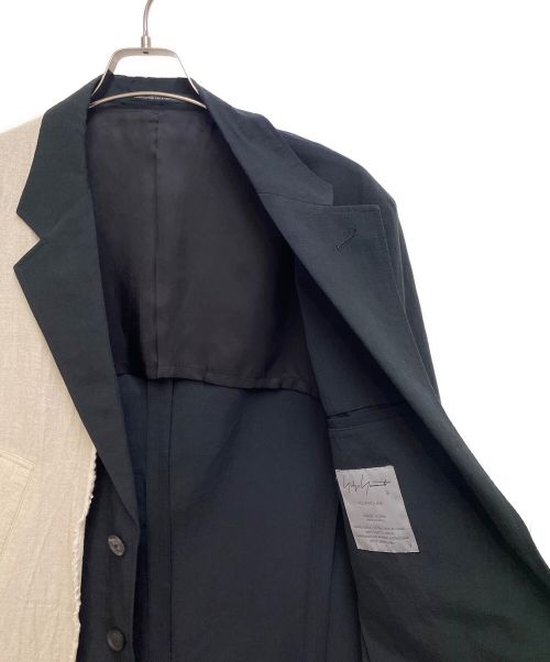 Yohji Yamamoto pour homme（ヨウジヤマモト プールオム）Yohji Yamamoto pour homme (ヨウジヤマモト プールオム) 22SS 右前耳使い箱ポケジャケット ブラック×アイボリー サイズ:3の古着・服飾アイテム