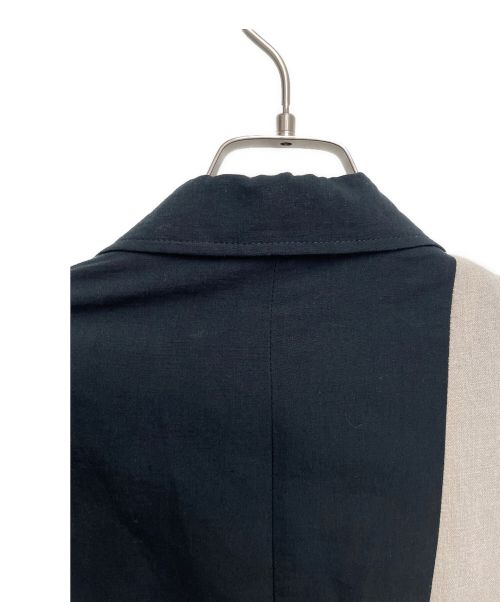 Yohji Yamamoto pour homme（ヨウジヤマモト プールオム）Yohji Yamamoto pour homme (ヨウジヤマモト プールオム) 22SS 右前耳使い箱ポケジャケット ブラック×アイボリー サイズ:3の古着・服飾アイテム