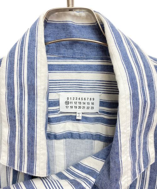 Maison Margiela（メゾンマルジェラ）Maison Margiela (メゾンマルジェラ) ストライプコート ブルー サイズ:44の古着・服飾アイテム