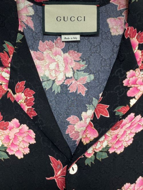 GUCCI（グッチ）GUCCI (グッチ) オープンカラーシャツ ブラック サイズ:44の古着・服飾アイテム