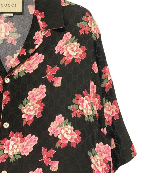 GUCCI（グッチ）GUCCI (グッチ) オープンカラーシャツ ブラック サイズ:44の古着・服飾アイテム
