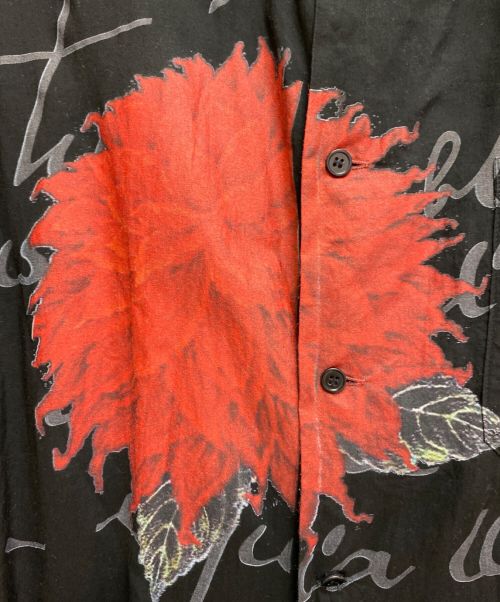 Yohji Yamamoto pour homme（ヨウジヤマモト プールオム）Yohji Yamamoto pour homme (ヨウジヤマモト プールオム) 22SS ダリアプリントブロード半袖 シャツ ブラック サイズ:3の古着・服飾アイテム