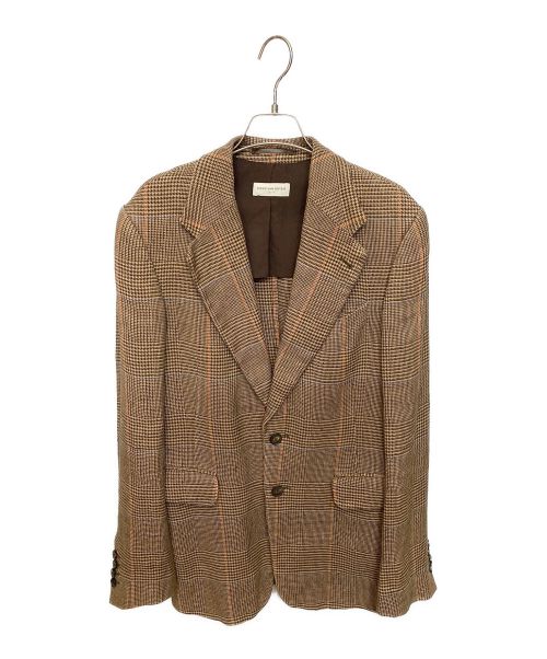 DRIES VAN NOTEN（ドリスヴァンノッテン）DRIES VAN NOTEN (ドリスヴァンノッテン) リネンチェックジャケット ブラウン サイズ:44の古着・服飾アイテム