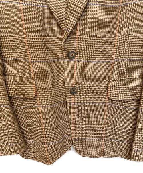 DRIES VAN NOTEN（ドリスヴァンノッテン）DRIES VAN NOTEN (ドリスヴァンノッテン) リネンチェックジャケット ブラウン サイズ:44の古着・服飾アイテム