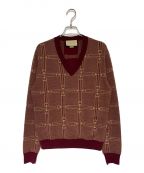 GUCCIグッチ）の古着「ホースビットジャカードニット」｜レッド