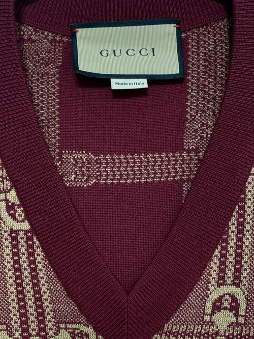 GUCCI（グッチ）GUCCI (グッチ) ホースビットジャカードニット レッド サイズ:Sの古着・服飾アイテム