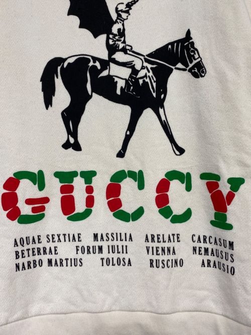GUCCI（グッチ）GUCCI (グッチ) ウイングジョッキースウェットシャツ アイボリー サイズ:SIZE Mの古着・服飾アイテム