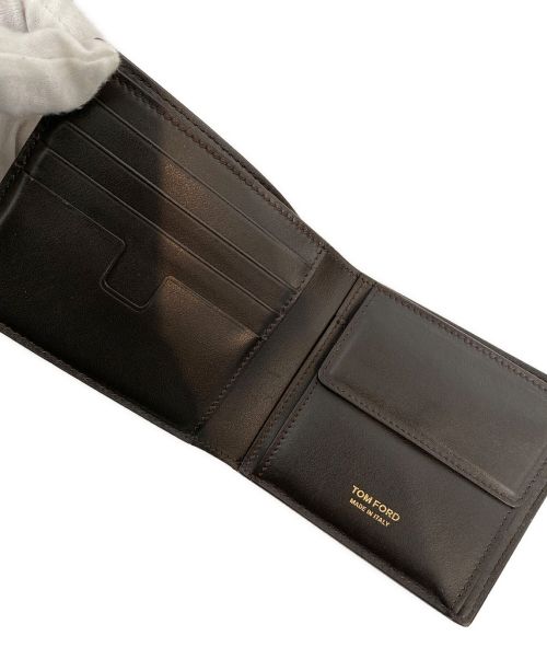 TOM FORD（トムフォード）TOM FORD (トムフォード) クロコ型押し2つ折り財布 ブラウンの古着・服飾アイテム