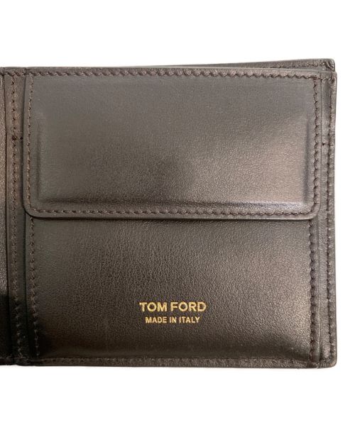 TOM FORD（トムフォード）TOM FORD (トムフォード) クロコ型押し2つ折り財布 ブラウンの古着・服飾アイテム