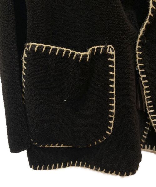 Yohji Yamamoto pour homme（ヨウジヤマモト プールオム）Yohji Yamamoto pour homme (ヨウジヤマモト プールオム) ステッチデザインパイルジャケット ブラック サイズ:3の古着・服飾アイテム