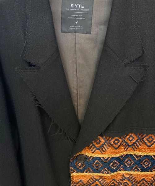 s'yte（サイト）s'yte (サイト) FLANNEL+ECUADORIAN WOVEN BRAID JACKET ブラック サイズ:3の古着・服飾アイテム