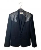 Saint Laurent Parisサンローランパリ）の古着「レザー切替テーラードジャケット」｜ブラック
