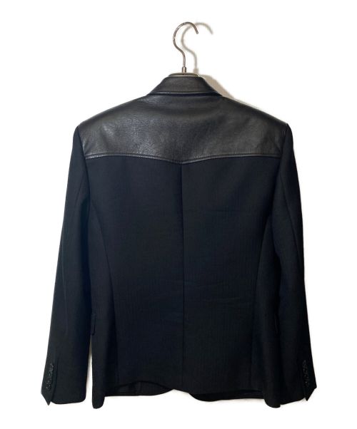 Saint Laurent Paris（サンローランパリ）Saint Laurent Paris (サンローランパリ) レザー切替テーラードジャケット ブラック サイズ:42の古着・服飾アイテム
