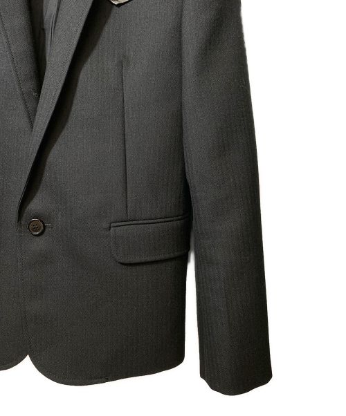 Saint Laurent Paris（サンローランパリ）Saint Laurent Paris (サンローランパリ) レザー切替テーラードジャケット ブラック サイズ:42の古着・服飾アイテム