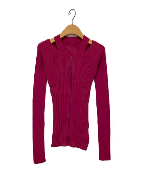 YOHJI YAMAMOTO（ヨウジヤマモト）YOHJI YAMAMOTO (ヨウジヤマモト) ジップアップニット ピンク サイズ:2の古着・服飾アイテム