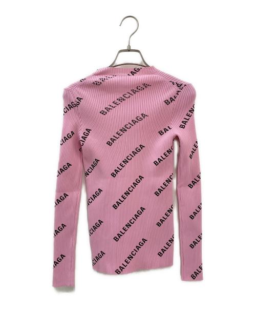 BALENCIAGA（バレンシアガ）BALENCIAGA (バレンシアガ) ロゴ総柄ニット ピンク サイズ:Sの古着・服飾アイテム