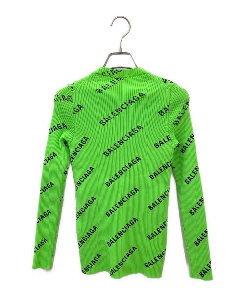 BALENCIAGA（バレンシアガ）BALENCIAGA (バレンシアガ) ロゴ総柄ニット グリーン サイズ:Sの古着・服飾アイテム