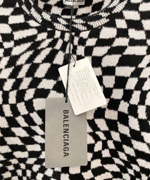 BALENCIAGA（バレンシアガ）BALENCIAGA (バレンシアガ) フラッグチェックニット ブラック×ホワイト サイズ:Sの古着・服飾アイテム