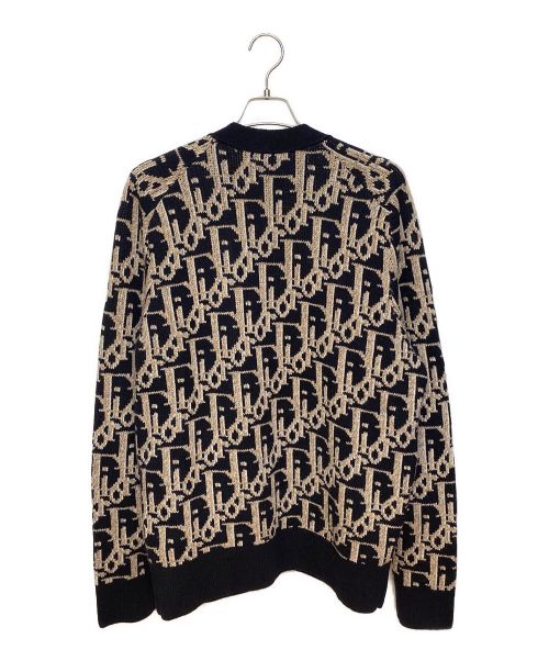 Dior（ディオール）Dior (ディオール) 22AW オブリーク総柄ウールカーディガン ネイビー サイズ:XLの古着・服飾アイテム