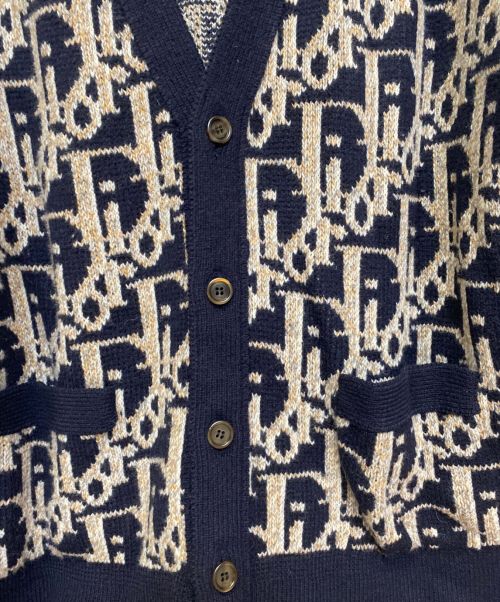 Dior（ディオール）Dior (ディオール) 22AW オブリーク総柄ウールカーディガン ネイビー サイズ:XLの古着・服飾アイテム