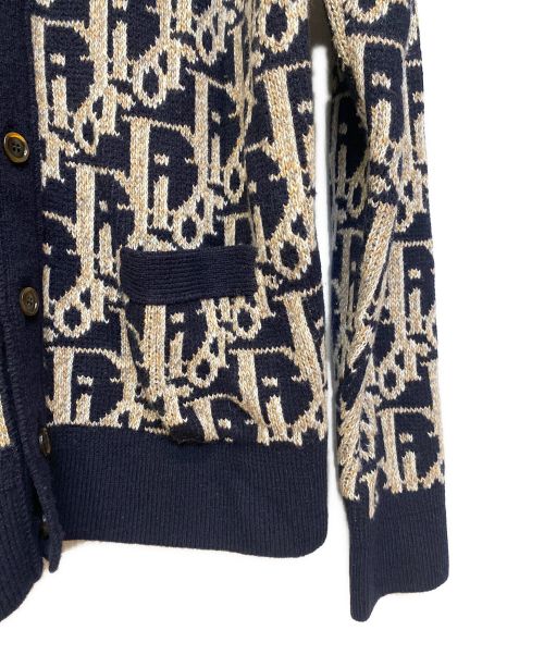 Dior（ディオール）Dior (ディオール) 22AW オブリーク総柄ウールカーディガン ネイビー サイズ:XLの古着・服飾アイテム