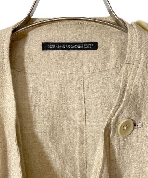 Yohji Yamamoto pour homme（ヨウジヤマモト プールオム）Yohji Yamamoto pour homme (ヨウジヤマモト プールオム) LINEN DDW NO COLLAR LEFT BUTTON JACKET ベージュ サイズ:2の古着・服飾アイテム