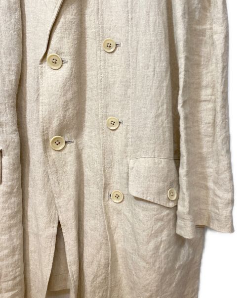 Yohji Yamamoto pour homme（ヨウジヤマモト プールオム）Yohji Yamamoto pour homme (ヨウジヤマモト プールオム) LINEN DDW NO COLLAR LEFT BUTTON JACKET ベージュ サイズ:2の古着・服飾アイテム