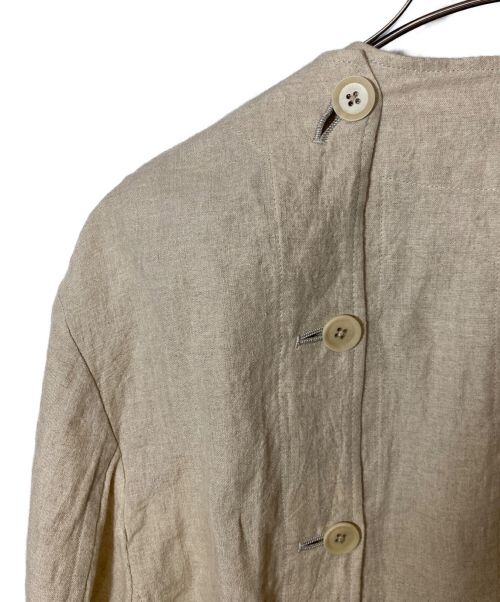 Yohji Yamamoto pour homme（ヨウジヤマモト プールオム）Yohji Yamamoto pour homme (ヨウジヤマモト プールオム) LINEN DDW NO COLLAR LEFT BUTTON JACKET ベージュ サイズ:2の古着・服飾アイテム