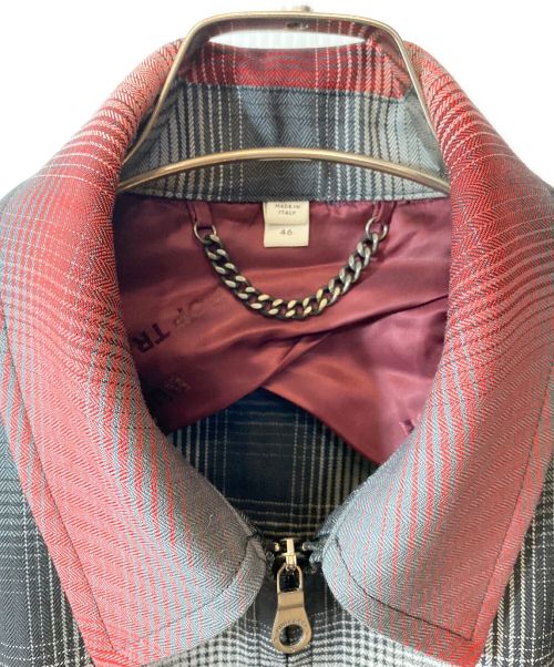 BURBERRY（バーバリー）BURBERRY (バーバリー) POP TRADING COMPANY (ポップトレーディングカンパニー) ブラーチェック ウール ハリントンジャケット ブラック サイズ:46の古着・服飾アイテム