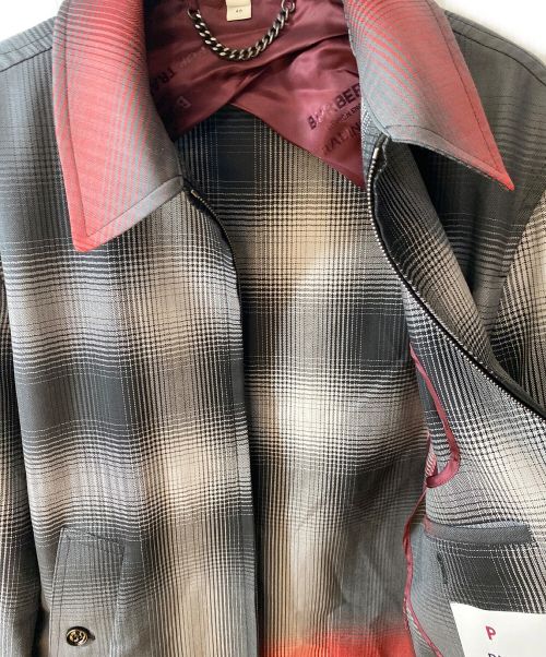 BURBERRY（バーバリー）BURBERRY (バーバリー) POP TRADING COMPANY (ポップトレーディングカンパニー) ブラーチェック ウール ハリントンジャケット ブラック サイズ:46の古着・服飾アイテム