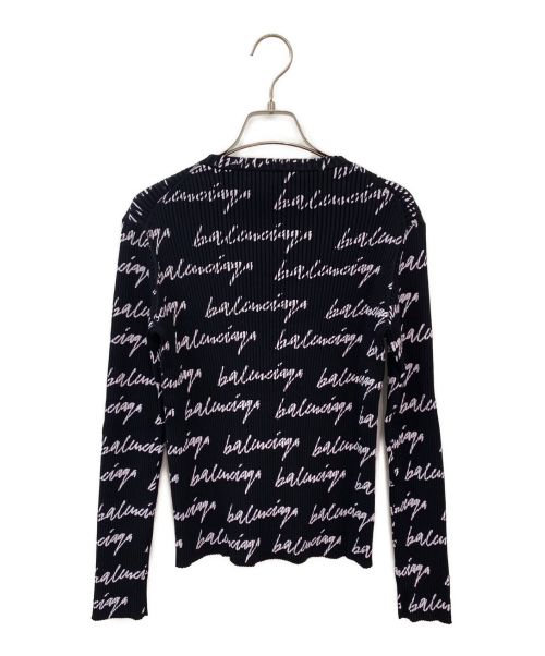 BALENCIAGA（バレンシアガ）BALENCIAGA (バレンシアガ) ロゴ総柄ニット ブラック サイズ:Sの古着・服飾アイテム