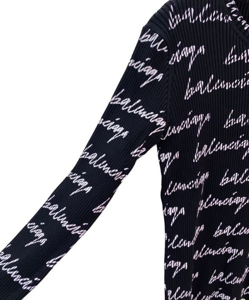 BALENCIAGA（バレンシアガ）BALENCIAGA (バレンシアガ) ロゴ総柄ニット ブラック サイズ:Sの古着・服飾アイテム