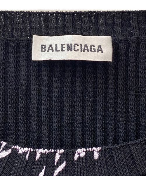 BALENCIAGA（バレンシアガ）BALENCIAGA (バレンシアガ) ロゴ総柄ニット ブラック サイズ:Sの古着・服飾アイテム