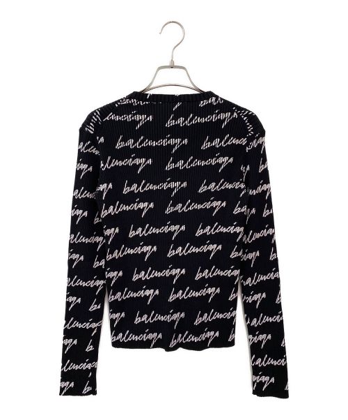 BALENCIAGA（バレンシアガ）BALENCIAGA (バレンシアガ) ロゴ総柄ニット ブラック サイズ:Sの古着・服飾アイテム