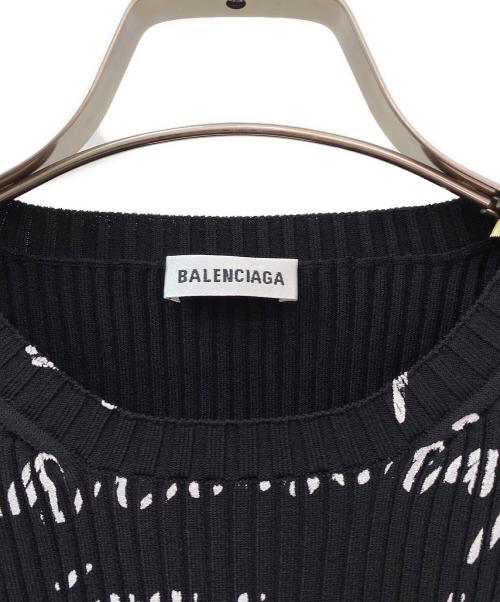 BALENCIAGA（バレンシアガ）BALENCIAGA (バレンシアガ) ロゴ総柄ニット ブラック サイズ:Sの古着・服飾アイテム