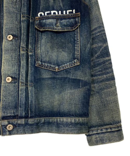 SEQUEL（シークエル）SEQUEL (シークエル) FRAGMENT (フラグメント) DAMAGE DENIM JACKET ブルー サイズ:Mの古着・服飾アイテム