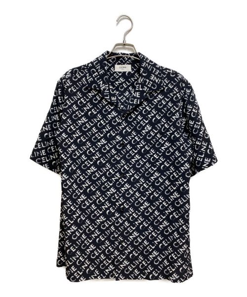 CELINE（セリーヌ）CELINE (セリーヌ) 23SS ロゴ総柄シルク半袖シャツ ブラック サイズ:36の古着・服飾アイテム