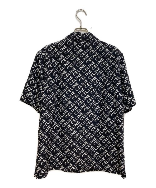 CELINE（セリーヌ）CELINE (セリーヌ) 23SS ロゴ総柄シルク半袖シャツ ブラック サイズ:36の古着・服飾アイテム