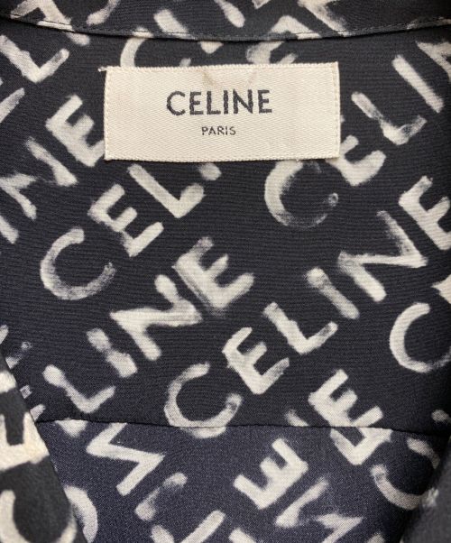 CELINE（セリーヌ）CELINE (セリーヌ) 23SS ロゴ総柄シルク半袖シャツ ブラック サイズ:36の古着・服飾アイテム