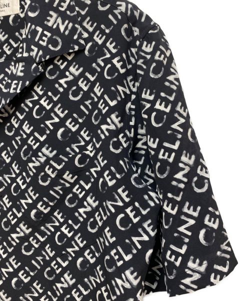 CELINE（セリーヌ）CELINE (セリーヌ) 23SS ロゴ総柄シルク半袖シャツ ブラック サイズ:36の古着・服飾アイテム