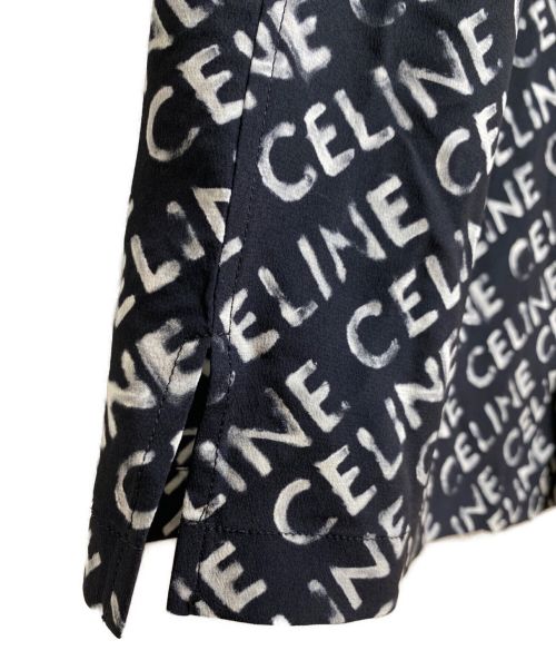 CELINE（セリーヌ）CELINE (セリーヌ) 23SS ロゴ総柄シルク半袖シャツ ブラック サイズ:36の古着・服飾アイテム