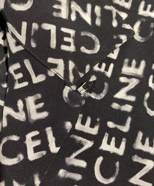 CELINE（セリーヌ）CELINE (セリーヌ) 23SS ロゴ総柄シルク半袖シャツ ブラック サイズ:36の古着・服飾アイテム