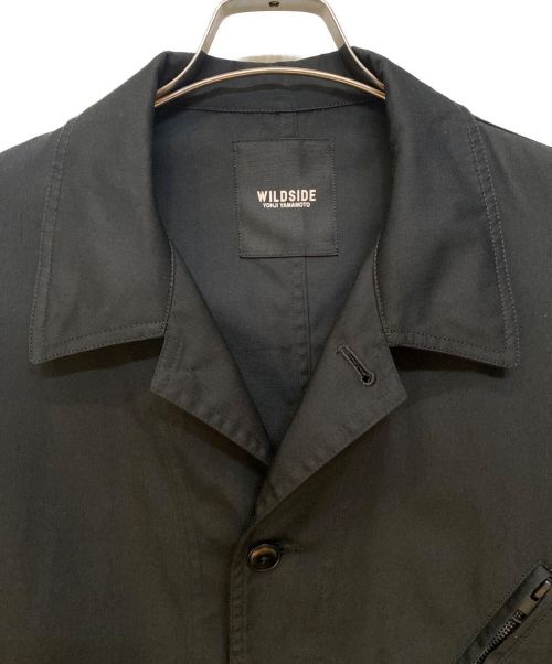 WILDSIDE YOHJI YAMAMOTO（ワイルドサイド ヨウジ ヤマモト）WILDSIDE YOHJI YAMAMOTO (ワイルドサイド ヨウジ ヤマモト) T/C Twill 5B Shirt Jacket ブラック サイズ:3の古着・服飾アイテム