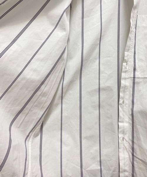 JIL SANDER（ジルサンダー）JIL SANDER (ジルサンダー) SILENCE STRIPED COTTON-POPLIN SHIRT （サイレンス ストライプ コットン ポプリンシャツ） ホワイト サイズ:38の古着・服飾アイテム