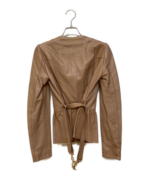 GUCCI（グッチ）GUCCI (グッチ) ベルトループ付きレザージャケット ピンク サイズ:36の古着・服飾アイテム