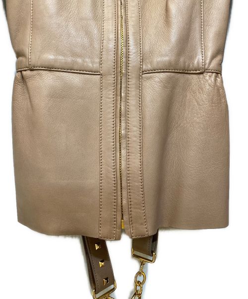 GUCCI（グッチ）GUCCI (グッチ) ベルトループ付きレザージャケット ピンク サイズ:36の古着・服飾アイテム