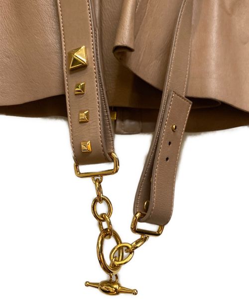 GUCCI（グッチ）GUCCI (グッチ) ベルトループ付きレザージャケット ピンク サイズ:36の古着・服飾アイテム