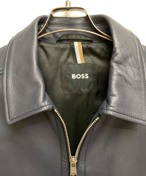 BOSS（ボス）BOSS (ボス) レザージャケット ネイビー サイズ:48の古着・服飾アイテム