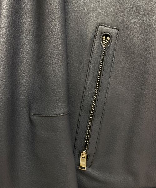 BOSS（ボス）BOSS (ボス) レザージャケット ネイビー サイズ:48の古着・服飾アイテム