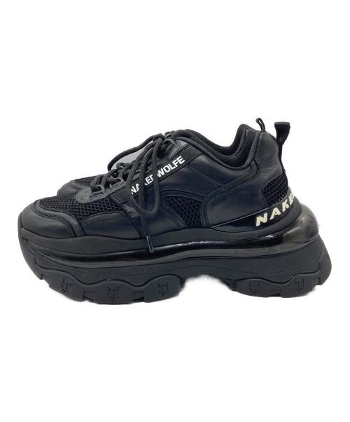 NAKEDOWOLFE（ネイキッドウルフ）NAKEDOWOLFE (ネイキッドウルフ) プラットフォームスニーカー ブラック サイズ:24.5の古着・服飾アイテム